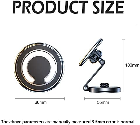 Salior Universal Magnetic Phone Holder for Car – 48 N50 Super Strong Magnets, 360-Degree Adjustable Mount for Ultimate Viewing Flexibility, Sleek Black Design, Effortless One-Handed Operation, Compatible with All Smartphones for Enhanced Driving Safety and Convenience