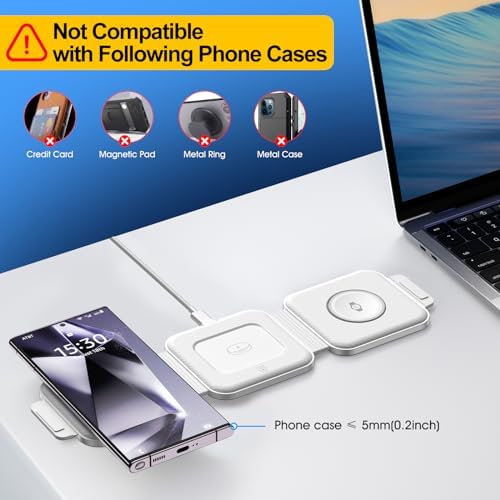 Ultimate Samsung Multi Travel Charger: Foldable Wireless Charging Pad for Galaxy Watch Ultra/7/6/5 Pro/Active 2 & Quick Charge for S25/S24/S23/S22 (+/Ultra)/Note20 – Compact Purple Design with Buds3 Pro Compatibility and Enhanced Speed for On-the-Go Power Solutions