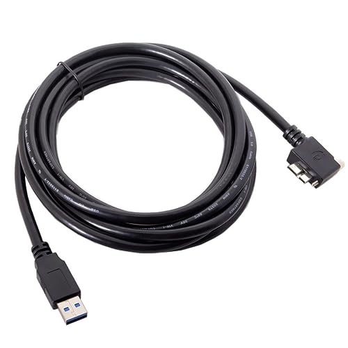 Chenyang 90-Degree Micro USB 3.0 Cable – Type A Male to Micro B Male, 3 M High-Speed Connector for Industrial Cameras & Devices, Enhanced Durability with Mount Panel Screws, Perfect for Tight Spaces and Optimal Cable Management