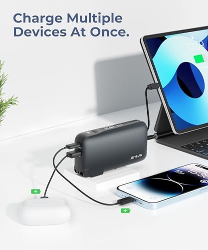 Ultimate 10,000 m Ah Portable Charger with Built-in USB-C Cable & Plug – Fast 22.5 W Power Bank for Seamless Charging of i Phone 16/15, Samsung Galaxy & i Pad – Compact Travel Essential with Triple Output Ports for Maximum Device Compatibility