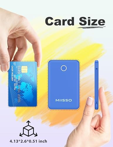 Ultra Slim 6000 m Ah Power Bank with Built-In USB C Cords – Card-Sized Portable Charger for Effortless On-the-Go Charging, Triple Output for i Phone, Samsung, Google Devices – Stylish and Compact Battery Pack for Enhanced Efficiency and Versatility