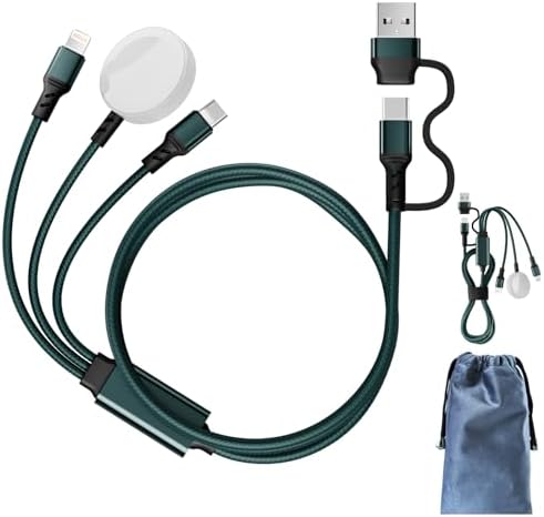 Ultimate 3-in-2 Fast Charging Cable for Apple Watch & i Phone – Versatile USB-C & Lightning Charger with High-Speed Power Delivery for Galaxy S23 – Compact, Durable Design for Effortless Travel and Multi-Device Compatibility