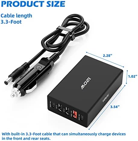 Experience Rapid Roadside Charging with SUNDA 120 W USB C Fast Car Charger – 4-Port Adapter Featuring Dual Type C PD60 W/PPS60 W for i Phone 16/15 Pro/Max/14 & Samsung Galaxy S24, Plus Dual USB-A 30 W QC3.0 for All Android Devices – Compact, Durable, and Universally Compatible for Effortless Multi-Device Charging on the Go