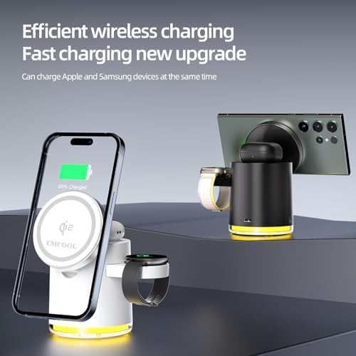 Revolutionize Your Charging Routine with the 4 in 1 Qi2 Certified Magnetic Wireless Charger – 15 W Fast Charging Station for i Phone 12-16, Apple Watch & Air Pods, Compact & Foldable Design with 30 W Adapter Included (Sleek White Finish) – Ultimate Apple Device Compatibility and Space-Saving Solution