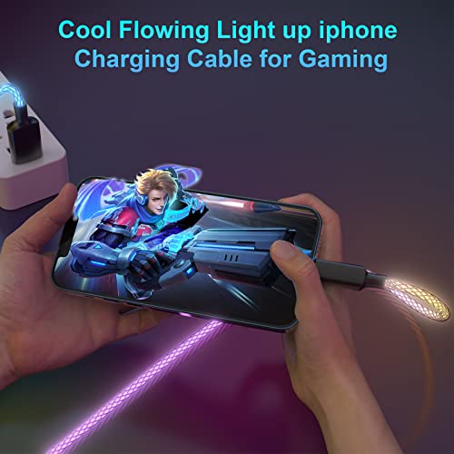 Transform Your Charging Routine with the RGB LED Light Up i Phone Lightning Charger Cable – 27 W Fast Charging Cord for i Phone 14, 13, 12, Pro, 11, and 8 – 3 FT USB to Lightning Cable with Eye-Catching Glow and Apple MFi Certification for Enhanced Durability and Speed
