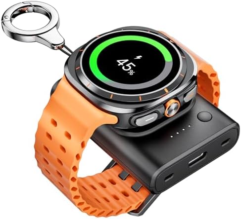 Portable 1800 m Ah Galaxy Watch Charger with Keychain – Fast Charging Solution for Galaxy Watch 7 Ultra, 6, 5 Pro, FE, and More – Compact and Durable Smartwatch Charging Accessory for On-the-Go Power