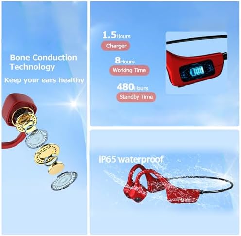Ultra-Lightweight Bone Conduction Bluetooth Headphones – Waterproof Open-Ear Design for Enhanced Awareness and Comfort – Ideal for Sports, Workouts, and Hands-Free Calls with Crystal Clear Audio – Multi-Device Connectivity and Durable Performance for Active Lifestyles