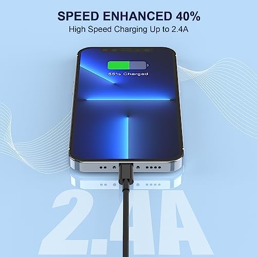 10 ft Apple MFi Certified Lightning to USB Cable – 2 Pack Long Durable i Phone Charger for Fast Charging – Compatible with i Phone 14/13/12/11/Pro/Max/X/XS/XR – Enhanced Flexibility and Performance for Home or Travel