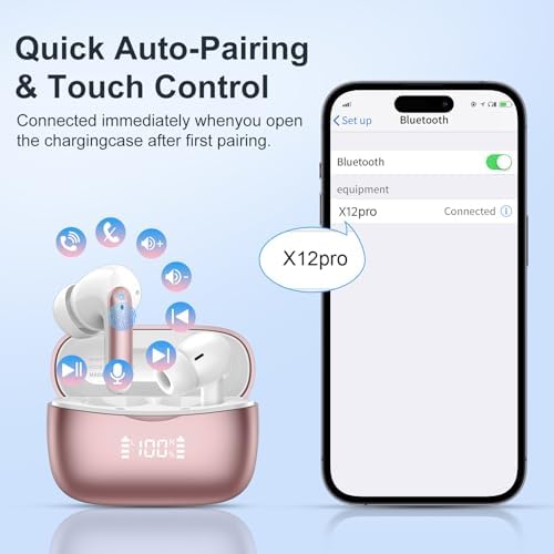 Cutting-Edge Bluetooth 5.3 Wireless Earbuds with Quad HD Microphones – 56-Hour Extended Playtime for Non-Stop Sound, IPX7 Waterproof Design for Active Lifestyles, Premium Hi-Fi Stereo Audio, LED Battery Indicator, USB-C Rapid Charging – Perfect for Workouts, Daily Commutes, and Relaxation Sessions