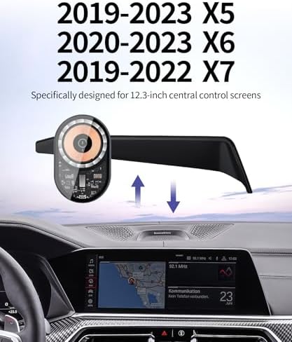 Wireless charging car phone holder For 2019-2023 BMW The X5 / 2020-2023 BMW X6 /2019-2022 BMW X7 Accessories 12.3-inch Screen Fixed Clip,360° Rotation car phone mount Compatible with MagSafe – Enhanced Compatibility and Speed
