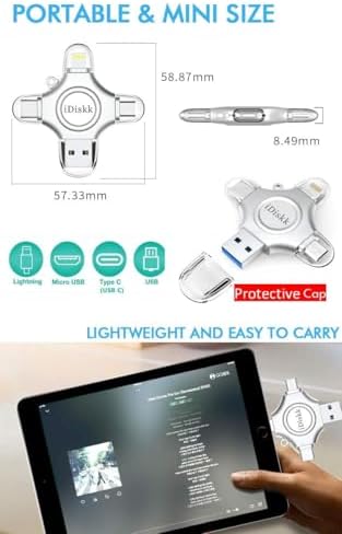 Revolutionize Your File Management with the MFi Certified i Diskk 128 GB Flash Drive – Ultimate 4-in-1 Storage Solution for i Phone 15, 16, i Pad & More! Seamlessly Transfer Photos, Videos & Files Across i OS, Android, Samsung, Type-C & Mac Book – Lightning-Fast USB 3.0 Speed & Enhanced Compatibility for All Your Devices! Perfect for Expanding Your Digital Library with Compact, Durable Design!