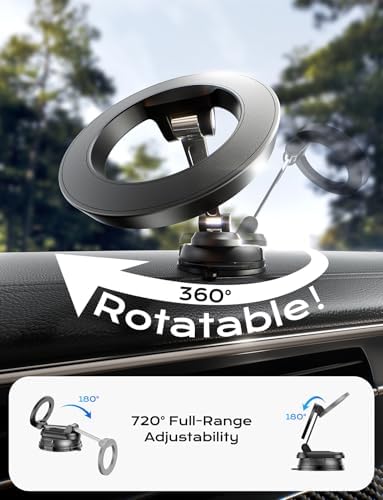 Car Phone Holder for Magsafe,Ultra Magnetic and Strong Suction 360° Adjustable Car Phone Mount,Portable Magnetic Cell Phone Holders for Your Car for iPhone16/15/14/13/12 Series – Enhanced Compatibility and Speed