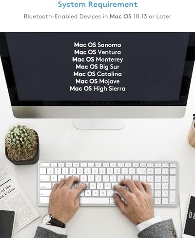 Yivandi Bluetooth Wireless Keyboard for Mac – Sleek QWERTY Design with Scissor Keys for Precision Typing, Rechargeable Battery for Extended Use, Perfectly Compatible with i Mac, Mac Book Pro, Mac Mini & i Pad – Elevate Your Workflow and Style