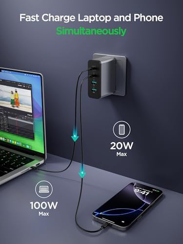 Ultra-Fast 120 W Ga N USB-C Charger with PD3.0 PPS Technology – Compact 4-in-1 Multiport Design for Mac Book Pro/Air, i Phone & Samsung – Rapid Charging for Devices with Advanced Safety Features and Wide Compatibility