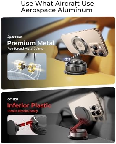2025 Upgraded Vacuum Magnetic Car Phone Holder [89+LBS Suction/2800gf Magnet], Suction Cup Phone Mount, Ultra-Strong Magnetic Stand for Car/Mirror/Gym/Kitchen/iPhone16 15 14 13 12, Silver – Enhanced Compatibility and Speed