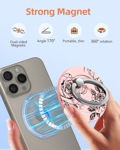 Magnetic Phone Grip Holder for i Phone – Adjustable Mag Safe-Compatible Finger Ring Stand with Fun Designs for Secure Selfies and Video Calls – Lightweight, Durable, and Removable Accessory to Elevate Your Smartphone Experience