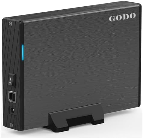 GODO USB 3.0 Vertical Hard Drive Enclosure for 3.5 Inch SATA HDD/SSD – Premium Aluminum Dock with UASP Technology, Supports Up to 18 TB Storage, Space-Saving Design, Power Adapter Included for Enhanced Performance and Compatibility