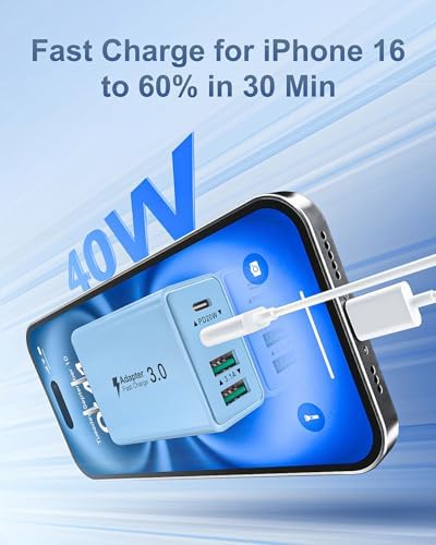 Dual-Pack 40 W USB C Charger Block – Fast Charging Power Adapter with 4 Ports for i Phone, Samsung, and i Pad – High-Speed Multi-Device Charging Solution with Enhanced Compatibility and Portability – Perfect for Home, Office, and Travel