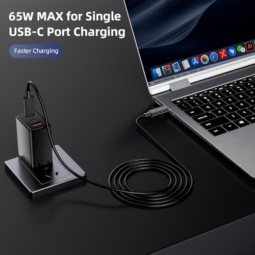 High-Performance 65 W USB-C Charger for HP Elite Book & Pro Book Series | Rapid Charging Power Adapter with 5.9 FT Cable | Compact & Durable Design for Professionals | Enhanced Power Delivery & Safety Features for Optimal Device Efficiency