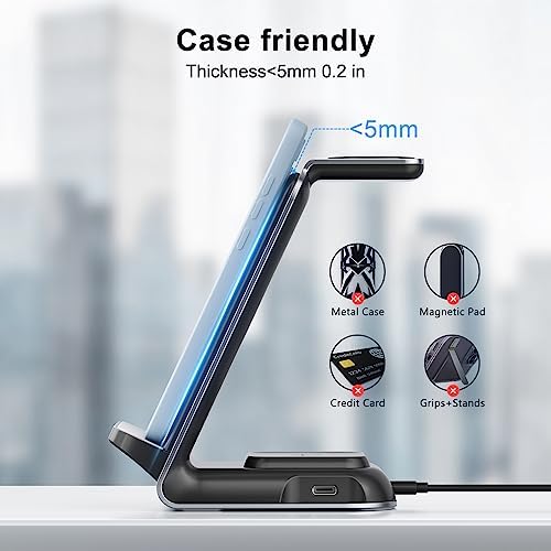 Ultimate Fast Wireless Charging Station for Samsung Devices – Sleek Qi Charger for Galaxy S23 Ultra, Z Flip, Fold 5/4/3, i Phone & More – Efficient Charging for Galaxy Watch 6/5 Pro and Buds – Safe, Tangle-Free Power Solution in White