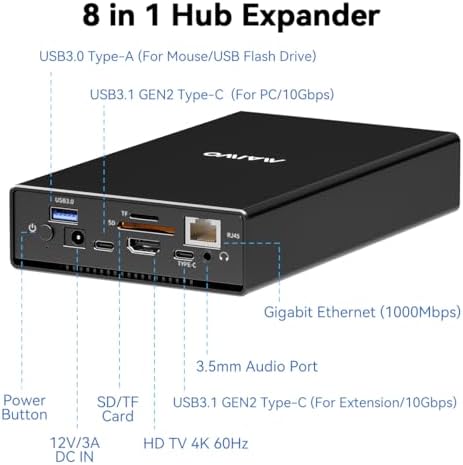 MAIWO USB C Hard Drive Enclosure – Versatile Docking Station for 2.5 & 3.5 Inch SATA SSDs/HDDs with USB-A 3.0 & USB-C 3.1, SD/TF Card Slots, Gigabit Ethernet, Aluminium Alloy Build – Ultimate Storage Expansion and Connectivity Solution