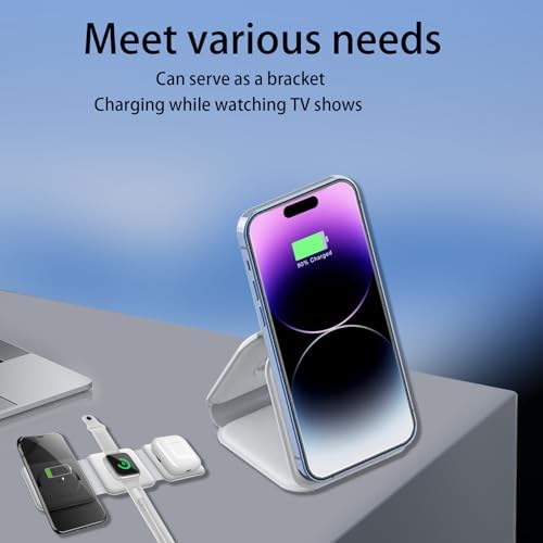 Ultimate 3-in-1 Magnetic Wireless Charging Station for Apple Devices – Du Bom Foldable Travel Pad for i Phone 15, 14, 13, 12 Pro Max Plus, Apple Watch & Air Pods – Fast, Portable & Sleek Design for On-the-Go Charging