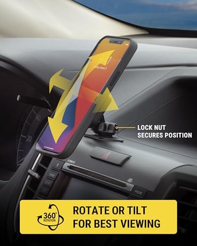 Scosche MXDM Ultra-Strong Magnetic Car Phone Holder – Secure Dashboard Mount for i Phone, Samsung & All Smartphones – Effortless Hands-Free Navigation & Enhanced Driving Safety with Durable Metal Plate