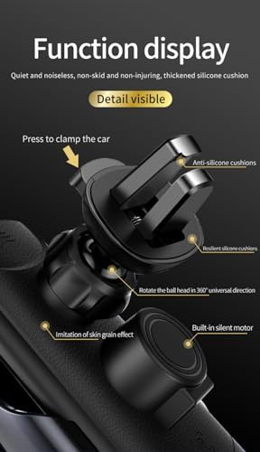 15 W SIHENMY Wireless Car Charger & Auto-Clamping Phone Mount – Fast Charging for i Phone 14/13/12 Mini/Pro Max & Samsung Galaxy S23/S22/S21+ – Stylish Red Vehicle Accessory for Effortless One-Handed Operation & Enhanced Compatibility