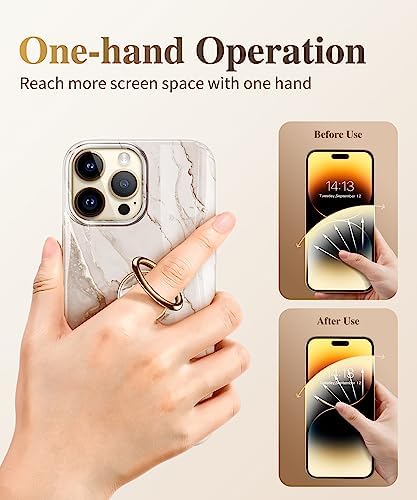 GVIEWIN Stylish Marble Phone Ring Holder with 360° Rotation for Ultimate Grip and Kickstand Functionality – Compatible with i Phone 16 Pro Max, 15 Plus, 14, 13, 12 Series & Galaxy S25/S24 Ultra – Elegant Flowing Sakura Design for Enhanced Safety and Usability