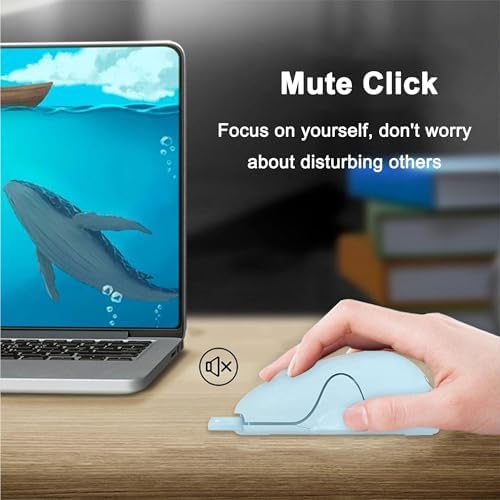 Adorable CHUYI Hamster Wireless Silent Mouse – 1200 DPI Lightweight Cordless Computer Mouse for Kids, Perfect Gift for Home, School & Travel – Fun & Functional Design in Light Blue