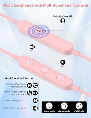 Ultimate USB C Noise-Canceling Earbuds for i Phone 16 & Samsung Galaxy – Ergonomic Magnetic In-Ear Headphones Delivering Superior Sound for Travel, Commutes, and Home – Perfectly Compatible with Latest Android Devices and i OS for All-Day Comfort and Durability