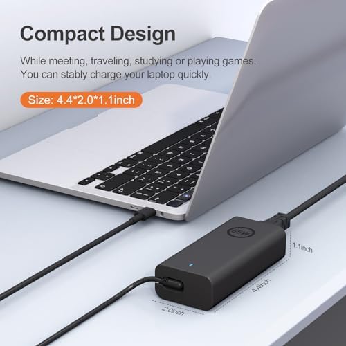Ultra-Fast 65 W USB-C Charger for Dell Laptops – Lightweight and Portable Power Adapter with Safety Features – Compatible with XPS 13, Latitude & Inspiron Series – Efficient Charging with LED Indicator and Power Cord Included – Perfect for Travel and Daily Use