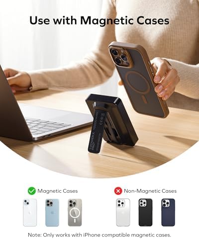 MOMAX 10000 m Ah Magnetic Power Bank – Wireless Portable Charger with 20 W Fast Charging for i Phone 15/14/13/12 Series – Built-in USB-C Cable & Stand for Enhanced Convenience and Versatility – Ultimate Solution for On-the-Go Charging