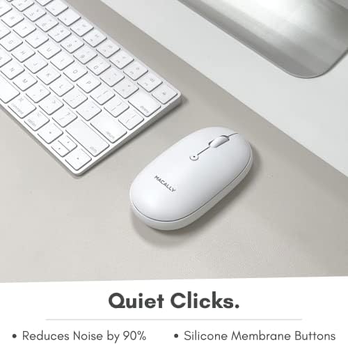 Sleek Macally Wireless Bluetooth Mouse – Rechargeable, Ergonomic Design for Mac & PC – Ultra-Quiet Clicks Perfect for Home, Office & Travel – Enhanced Compatibility with Mac Book Air/Pro, i Mac & Windows Laptops – Experience Comfort & Efficiency in Every Click