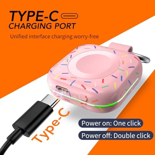 HUOTO Compact Magnetic Wireless Charger for Apple Watch – 1200 m Ah Portable Power Bank Keychain, Compatible with Series 10/9/8/Ultra 2/Ultra/7/6/5/4/3/2/SE, Ideal Travel Accessory for Effortless Charging On-the-Go