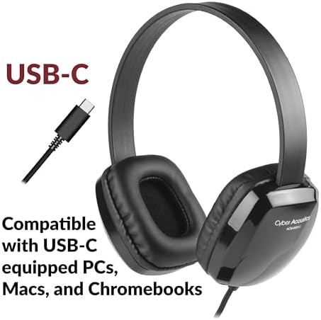 Transform Your Listening with Cyber Acoustics ACM-6005 C USB Over-Ear Headphones – Perfect for Home, Office, and Classroom Use – Enjoy Effortless Plug-and-Play Setup, Ultimate Comfort, and Noise-Canceling Clarity for Enhanced Communication and Focused Audio Experiences