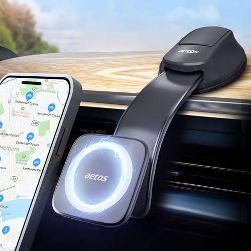 Aetos Mag Safe Car Mount: Ultimate 360° Rotatable Phone Holder for i Phone 15/14/13/12 Pro/Plus/Max & Android Devices – Adjustable Alloy Arm for Custom Positioning, Sleek Modern Design Enhances Vehicle Aesthetics, Effortless Hands-Free Navigation & Calls, Durable Yet Lightweight for Everyday Use – Elevate Safety and Convenience on the Road