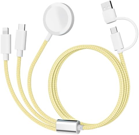 Versatile 3-in-2 USB C Watch Charger for Apple Watch Ultra, SE, Series 1-9 & USB-C Devices – 4 FT Durable Multi-Device Travel Cable – Fast Charging Solution with Enhanced Compatibility for Tech Lovers on the Go or at Home