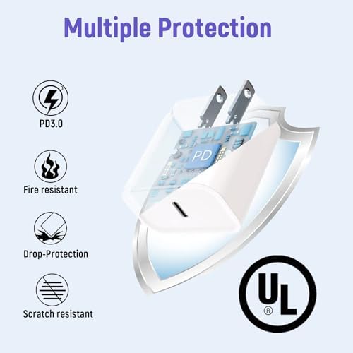 High-Speed i Phone 13 & 14 Charging Solution – Apple MFi Certified 2-Pack USB-C to Lightning Cable with 20 W Wall Charger – Optimal for Fast Data Transfer & Enhanced Compatibility with i Phone 14/13 Pro Max/13 Mini/12/11 Pro Max – Durable, Travel-Friendly Design for Effortless Power Access Anywhere