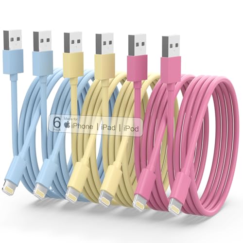 Ultimate 6-Pack MFi Certified Lightning Cables for i Phone – Fast Charging & Durable 3/6/10 FT USB Cords for i Phone 14/13/12/11 Pro Max/XR/XS/X/8/7/6 Plus/SE & i Pad – Versatile Lengths for Home, Car, and Office Use