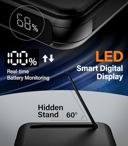 Magnetic 10000 m Ah Portable Charger Power Bank with LED Display – Fast Charging, Built-in Cables, Stylish Purple Design – Compatible with i Phone 16/15 Pro Max, Samsung Galaxy S24/S23, and Apple Watch – Ultimate Convenience for On-the-Go Users