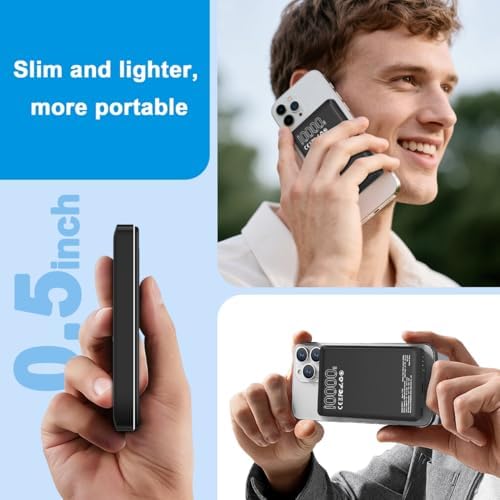 Slim Mag Safe Wireless Power Bank 10,000 m Ah for i Phone 16/15/14/13/12 – Lightweight Magnetic Charger with USB-C, Enhanced Fast Charging & 5 Safety Protections – Perfect for On-the-Go Power and Seamless Connectivity