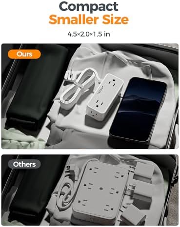 TESSAN 5 FT Flat Plug Extension Cord with 4 AC Outlets, 1 USB-C & 2 USB-A Ports – 900 Joules Surge Protector Power Strip for Home Office & Dorm Room – Maximize Charging Efficiency & Space Savings with Versatile Power Accessory