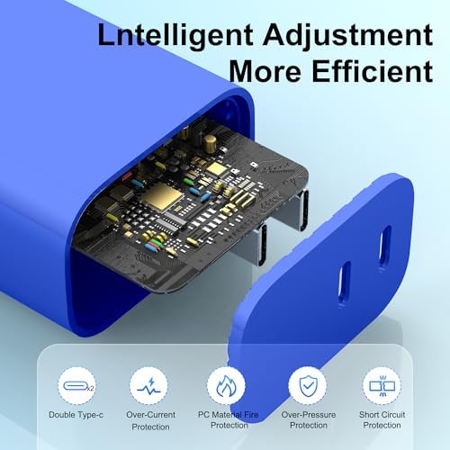 High-Speed Dual-Port USB C Charger Block – 3-Pack 20 W Type-C Wall Adapter for i Phone and i Pad Pro – Ultimate Convenience for Multi-Device Charging on the Go, Safe & Compact Design