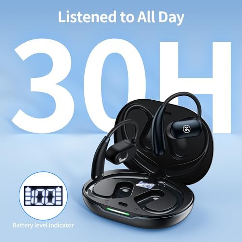 Kinglucky Open Ear Bluetooth Earbuds – Lightweight, IPX5 Waterproof Wireless Headphones with Noise-Cancelling Mic for Superior Call Clarity, Perfect for Running, Cycling, and Active Lifestyles