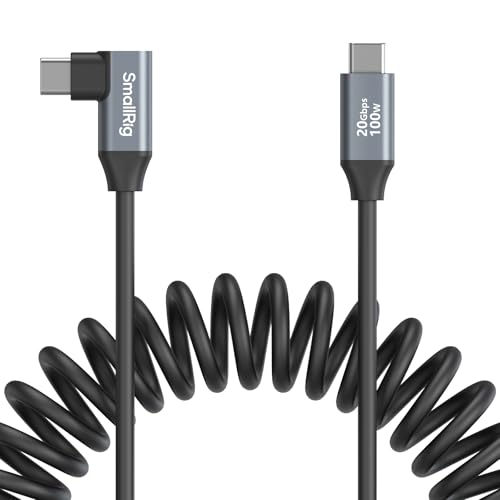 Experience Unmatched Speed and Convenience with SMALLRIG 90-Degree USB C to USB C Coiled Data Cable – 20 Gbps Data Transfer & PD 100 W Fast Charging, Perfect for i Phones, Laptops, and Cameras – Tidy Workspace Solution for High-Performance Connectivity