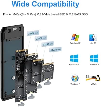 GODO RGB M.2 PCIe NVMe & SATA External SSD Enclosure – Ultra-Fast USB-C Adapter with Tool-Free Installation, 10 Gbps Transfer Speed, UASP & TRIM Support, Stylish RGB Lighting for Enhanced Portability and Performance
