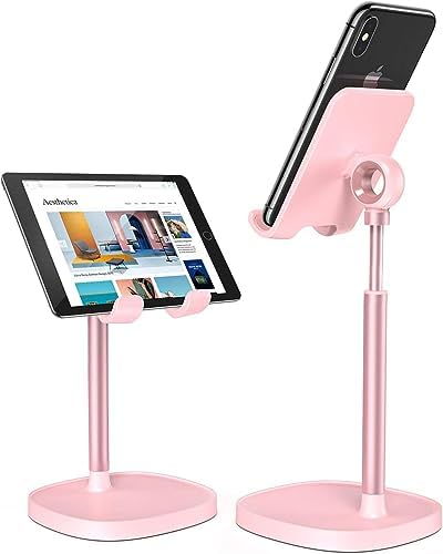 LISEN Cell Phone Stand Adjustable Phone Holer for Desk, Computer Office Desk Accessories for iPhone 16 Holder Women Kitchen Essentials Fits All Mobile Phones Switch Kindle iPads Tablet 4-10in Black – Enhanced Compatibility and Speed