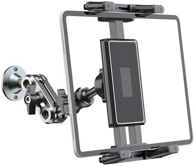 Heavy-Duty Aluminum Tablet Mount: 360° Adjustable Drill Base Holder for 4.7-12.9″ Devices – Ultimate Car, Truck, and Wall Stand for i Pad Pro/Air/Mini & Samsung Galaxy Tab – Enhanced Stability for On-the-Go Productivity