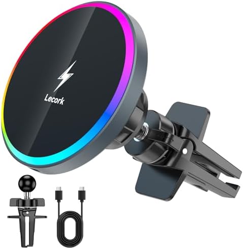 Mag Safe Car Mount Charger for i Phone 12-16 Pro Max | 15 W Fast Wireless Charging Magnetic Phone Holder | Durable Zinc Alloy Construction | Sleek Cool Grey | Effortless Air Vent Installation for Ultimate Convenience and Stability